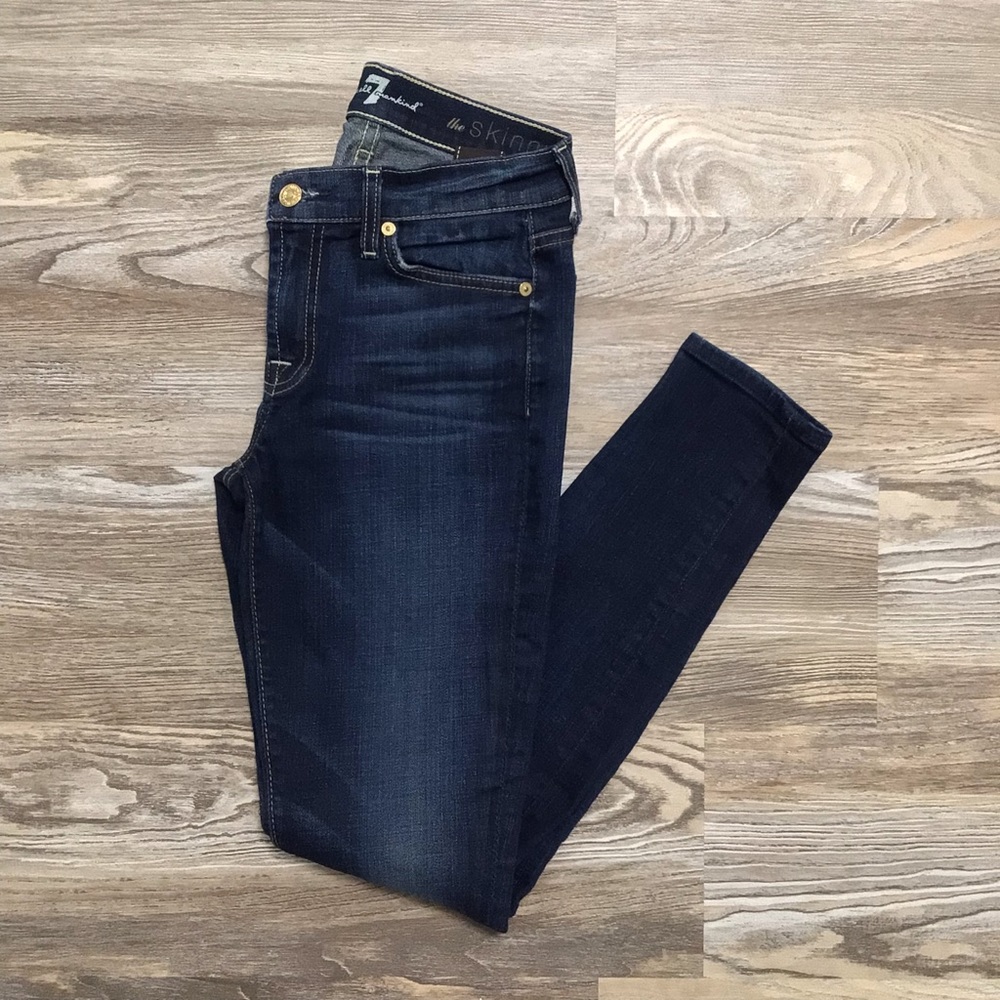 7 For All Mankind The Skinny Dark Rinse Low Rise Jean 25